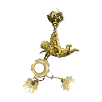 Lustre en bronze angelot chérubin putto époque Napoléon III,très bon état