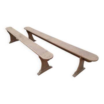 Pair of oak benches 250cm