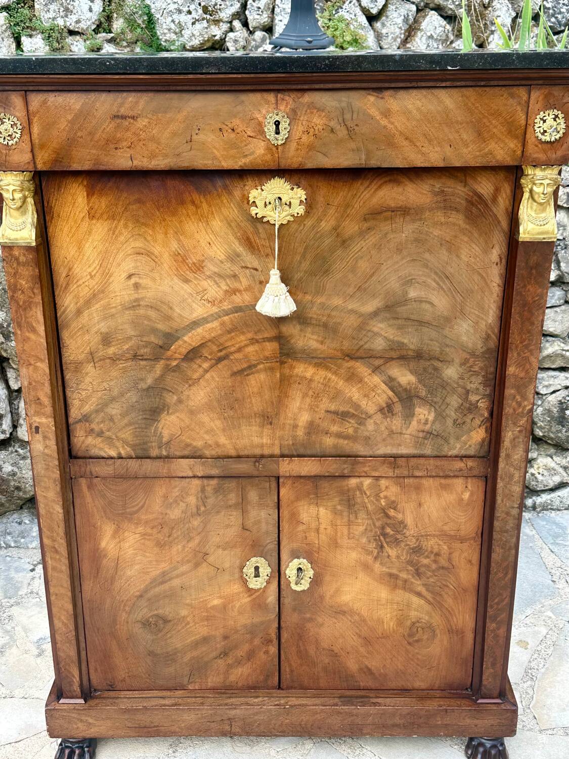 Empire period mahogany burl secretary from Egypt