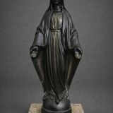 Ancient statue of the Virgin Mary – patinated cast on a marble base