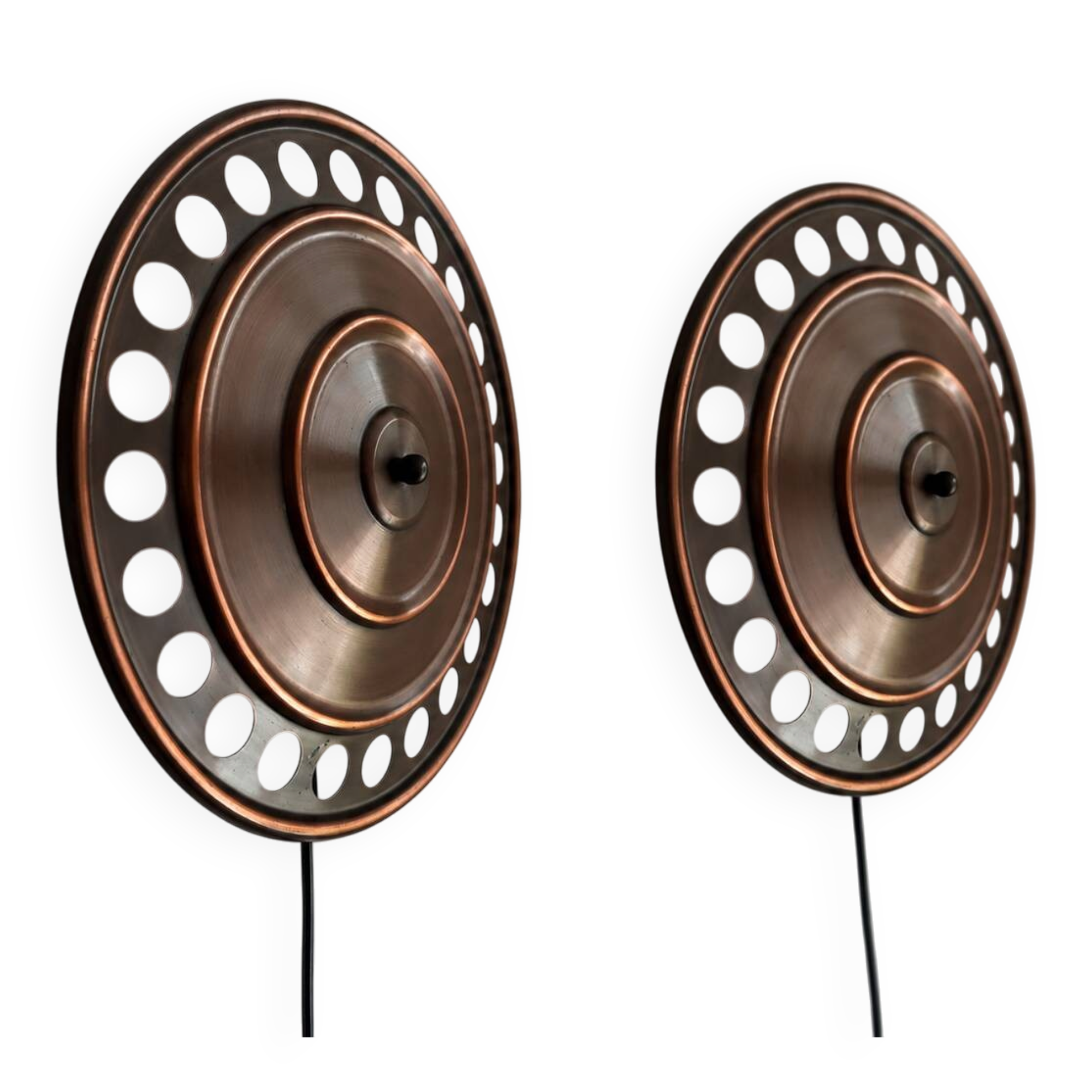 Wall sconces, Bankeryd, Nils Ledung, Copper, swedish, 70/80s, pair