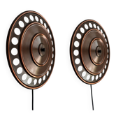 Wall sconces, Bankeryd, Nils Ledung, Copper, swedish, 70/80s, pair