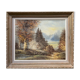 Painting "Lake and wooded landscape" HST signed Vernet + frame