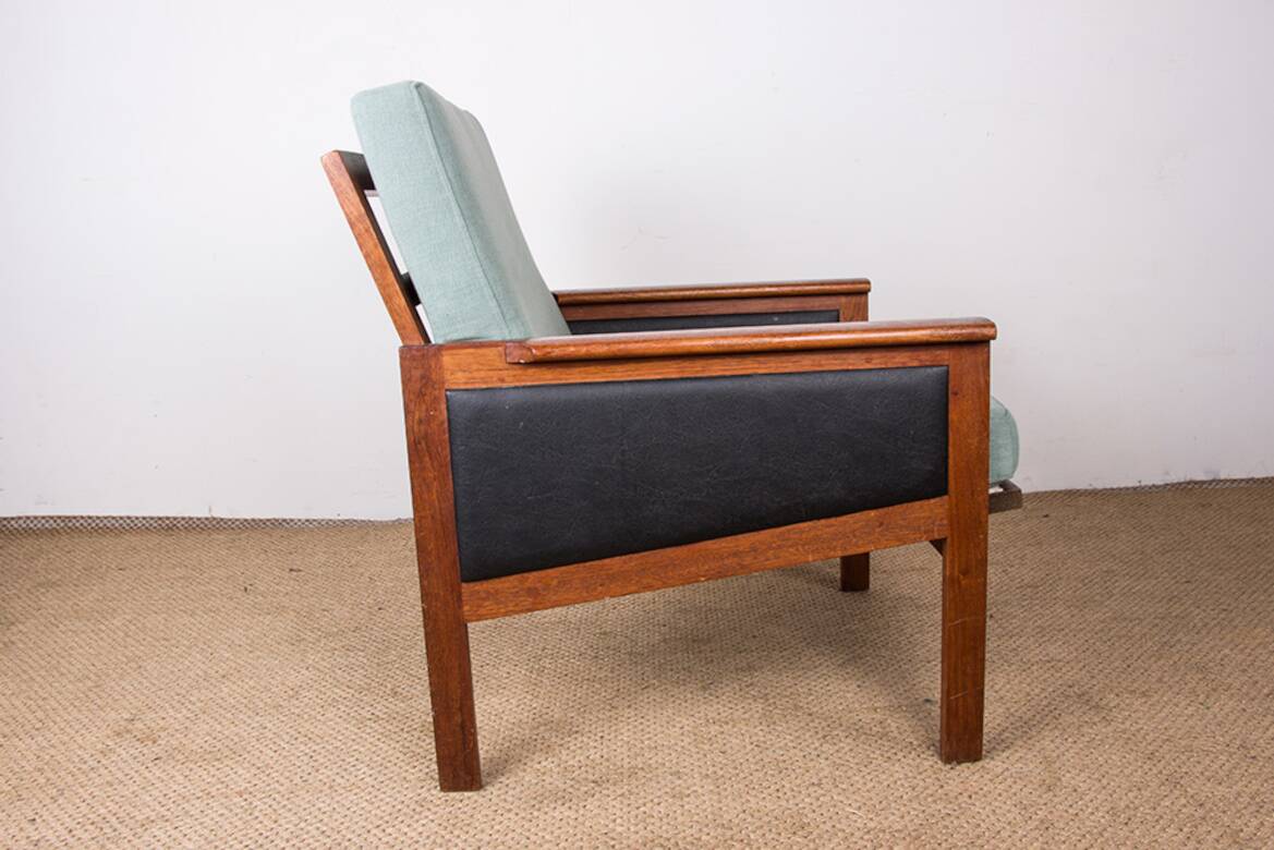 Pair of Danish Armchairs in Teak, fabric and leather, model N°4 Capella Illum Wikkelsø/Niels Eilersen.