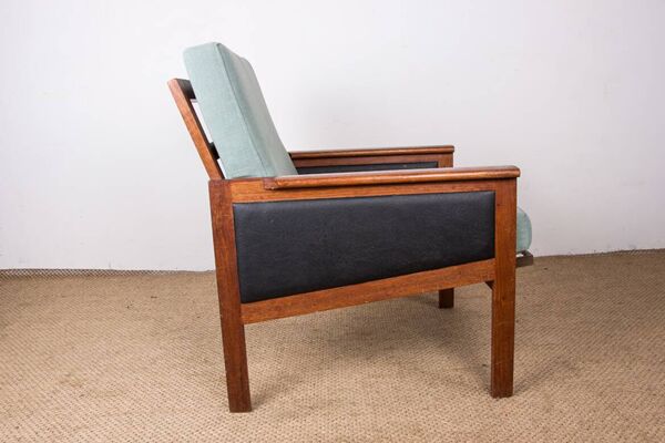 Paire de Fauteuils Danois en Teck, tissu et cuir, modèle N°4 Capella Illum Wikkelsø/Niels Eilersen.
