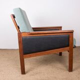 Paire de Fauteuils Danois en Teck, tissu et cuir, modèle N°4 Capella Illum Wikkelsø/Niels Eilersen.