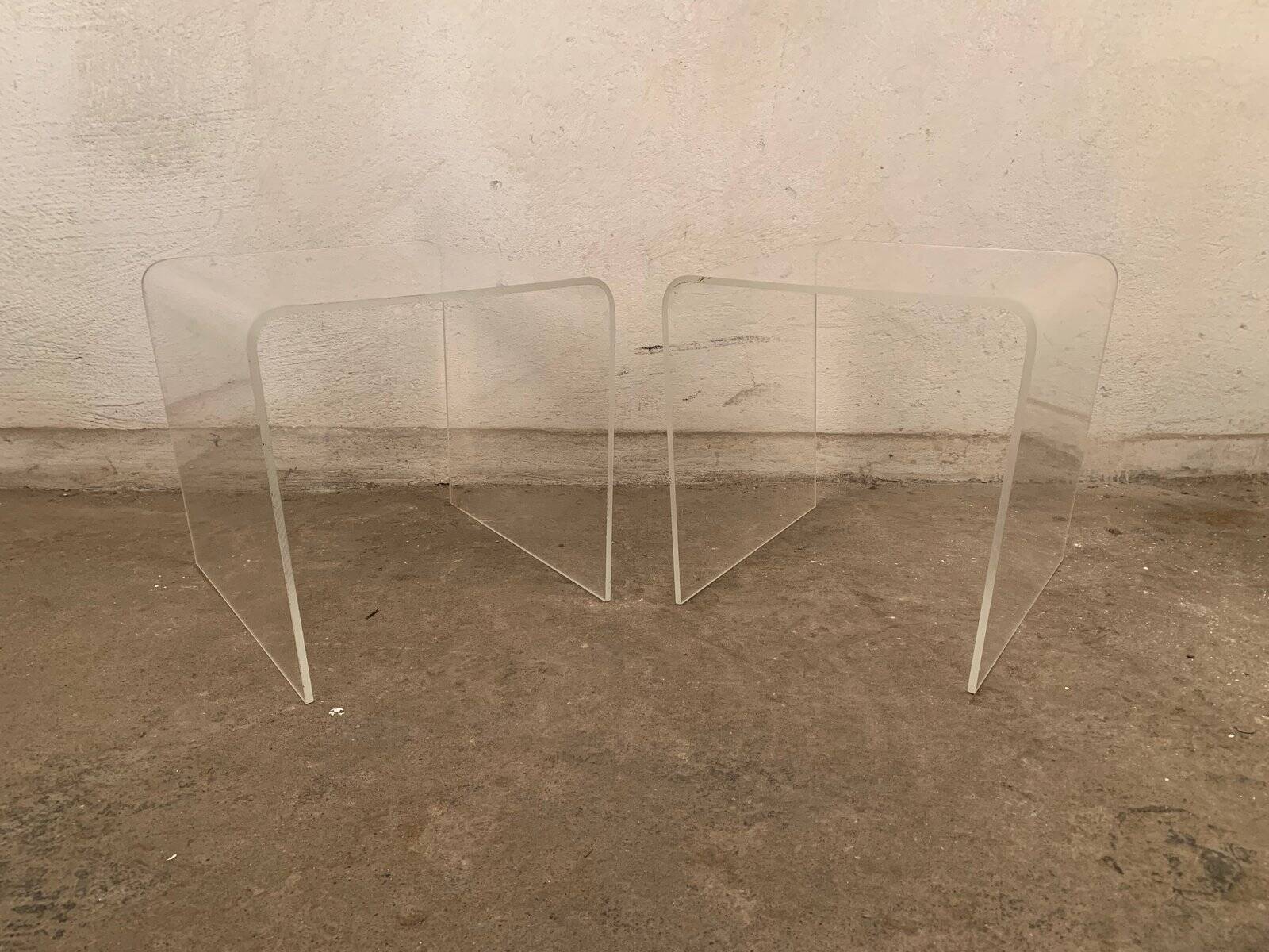 Vintage side tables in acrylic, 1970s, set of 2
