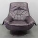 Italian dark purple leather swivel lounge chair, 1980s