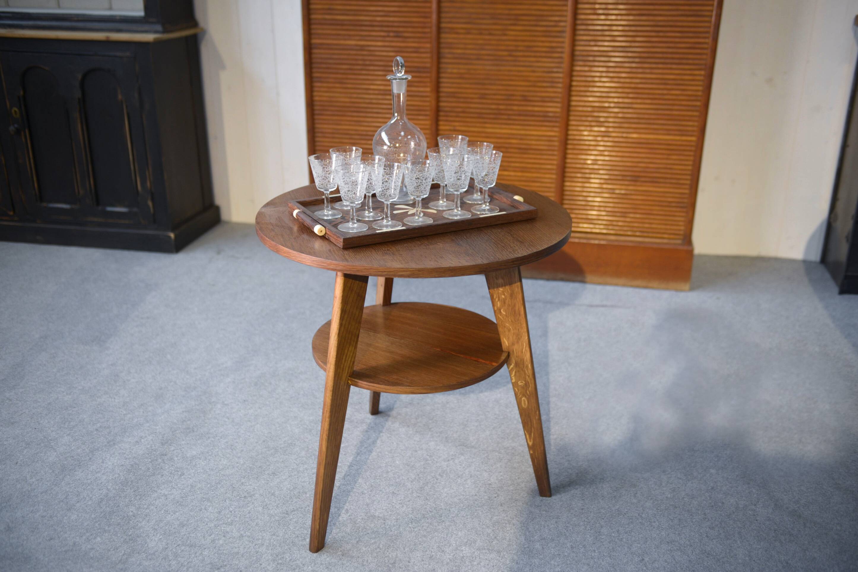 1960s oak pedestal table