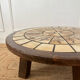 Round coffee table in ceramic and wood in the style of Roger Capron.