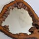Vintage mirror with live edges in burl wood, signed, 1970s, 36 cm