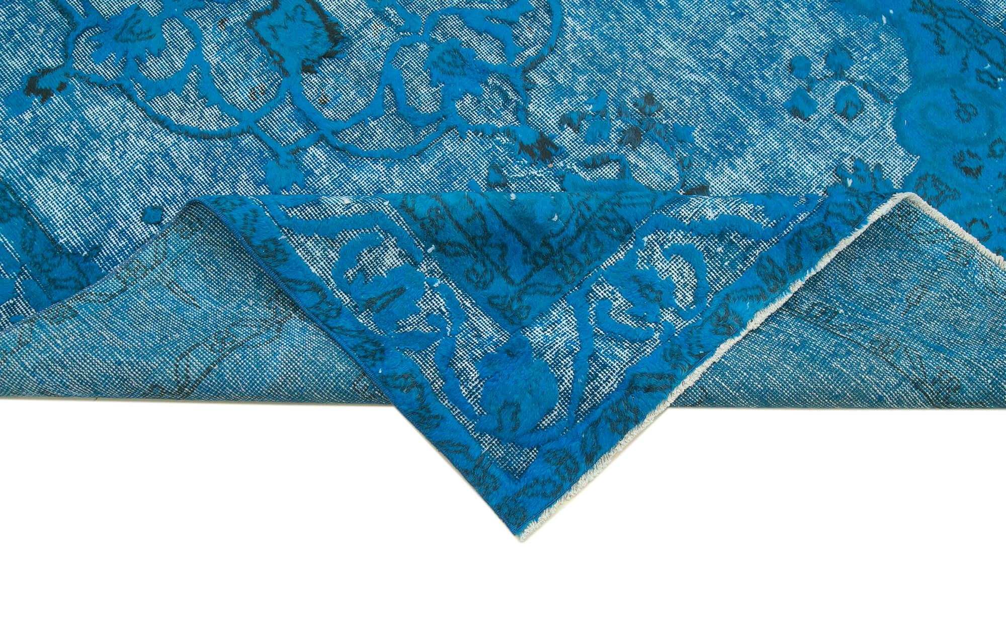 Hand-Knotted Bohemian Turkish 1970s 152 cm x 263 cm Blue Carpet