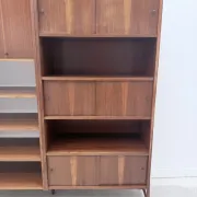 Scandinavian style bookshelf in teak and brass, 1950.