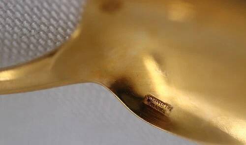 Christofle América gold-plated, 12 moka spoons, coffee, 10 cm, excellent condition.
