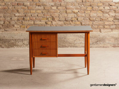 Fully restored Scandinavian desk with grey laminate top
