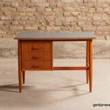 Fully restored Scandinavian desk with grey laminate top