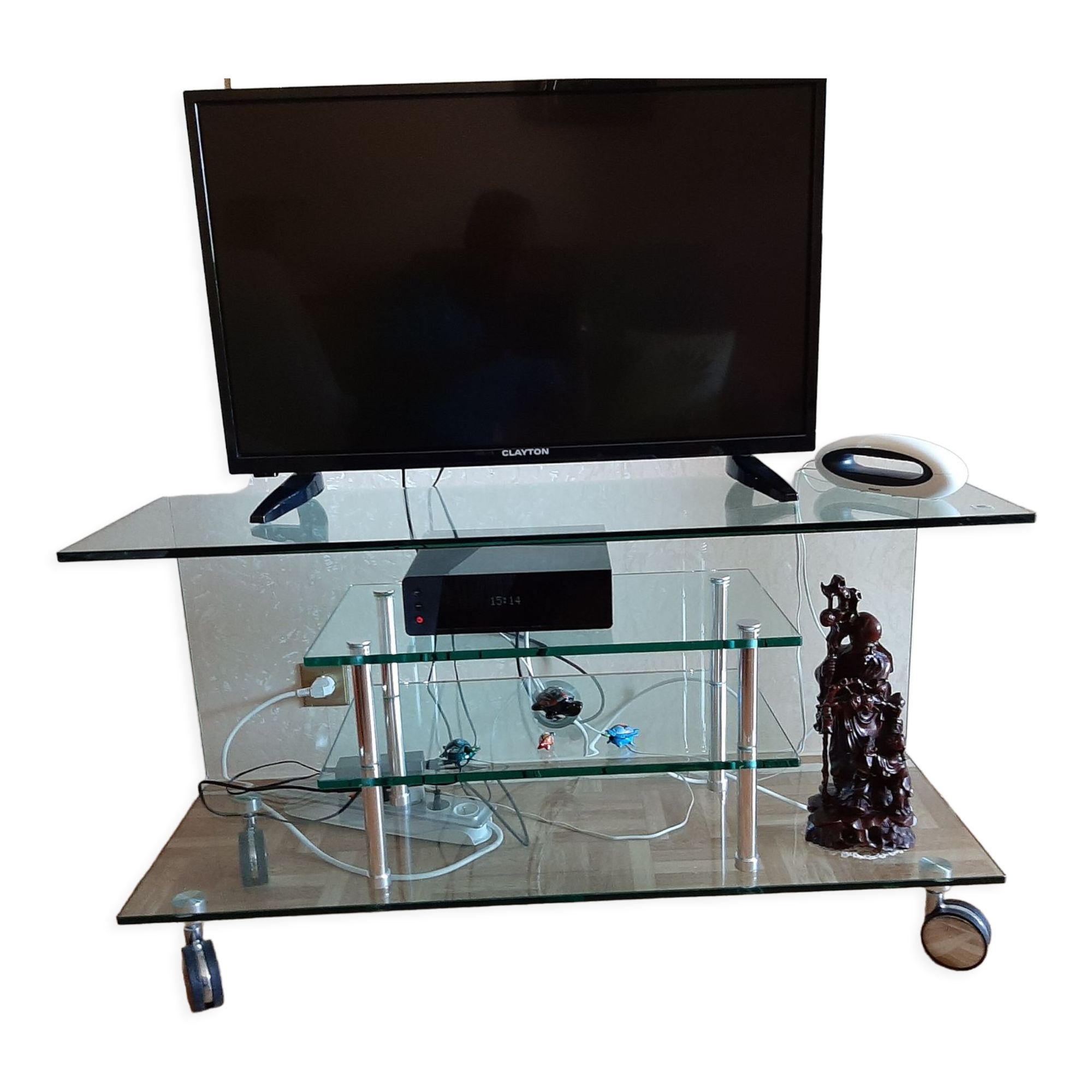Solid glass tv stand bomb "marais international"