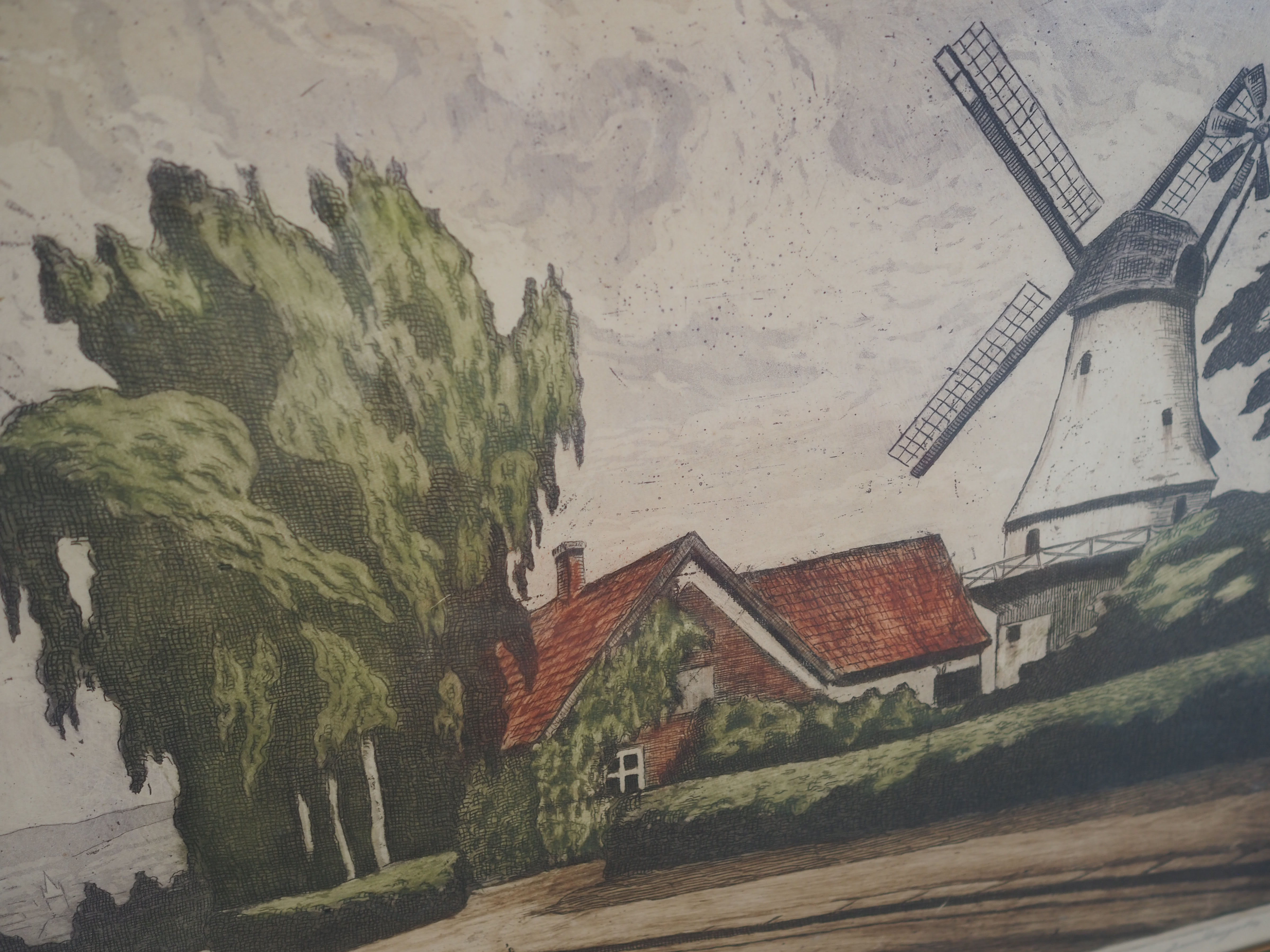 Peinture « The Windmill », design scandinave, années 1970