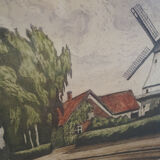 Peinture « The Windmill », design scandinave, années 1970