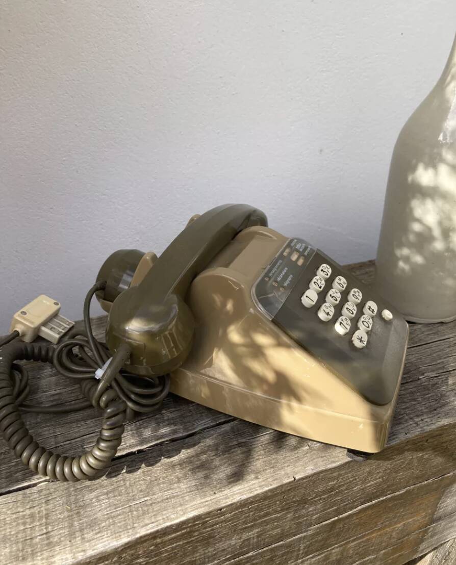 Old telephone 1980 socotel brown bakelite