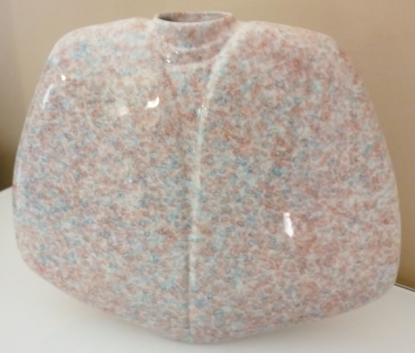 Vintage glazed ceramic lentil vase, 70s design, signed Virebent