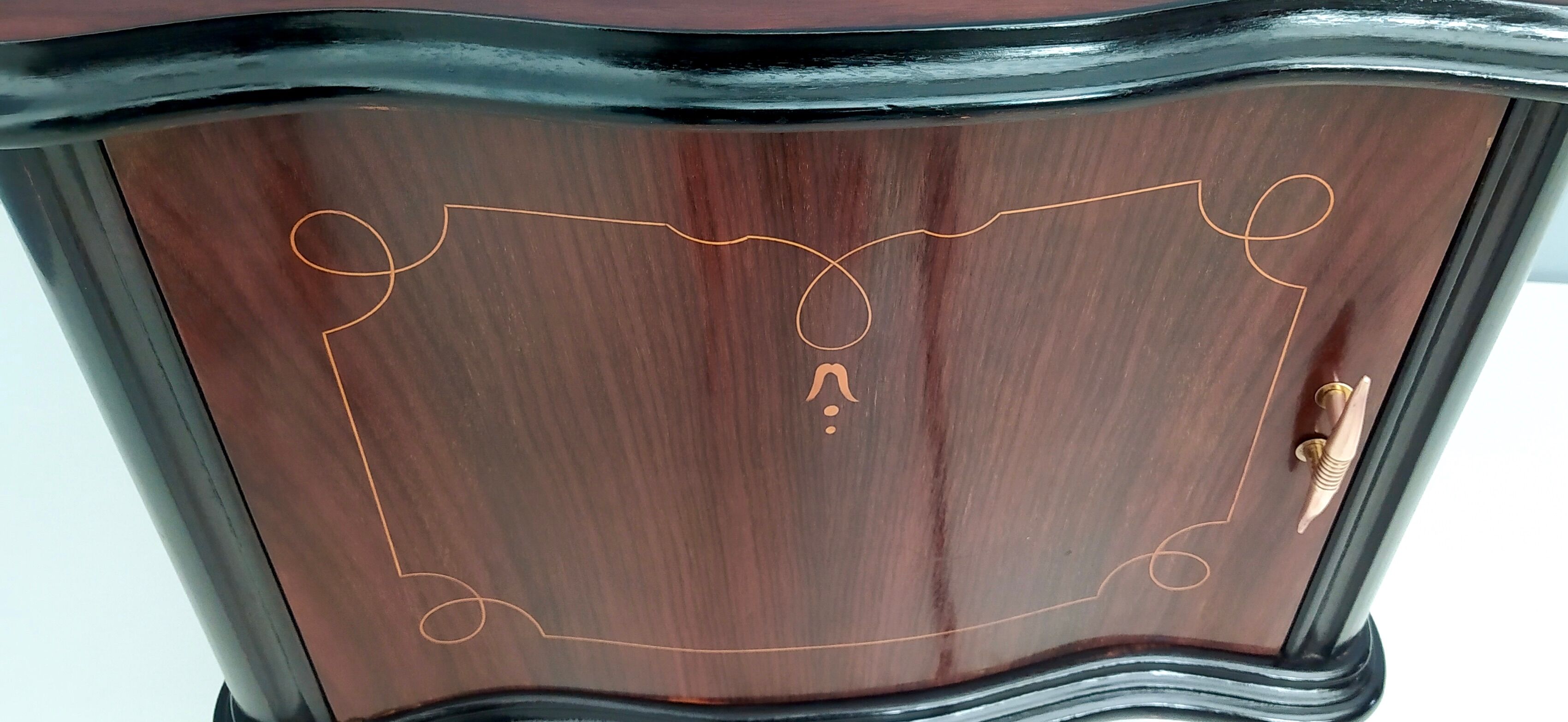 Pair of Mahogany Nightstands with in the Style of Tomaso Buzzi, Italy, 1950s