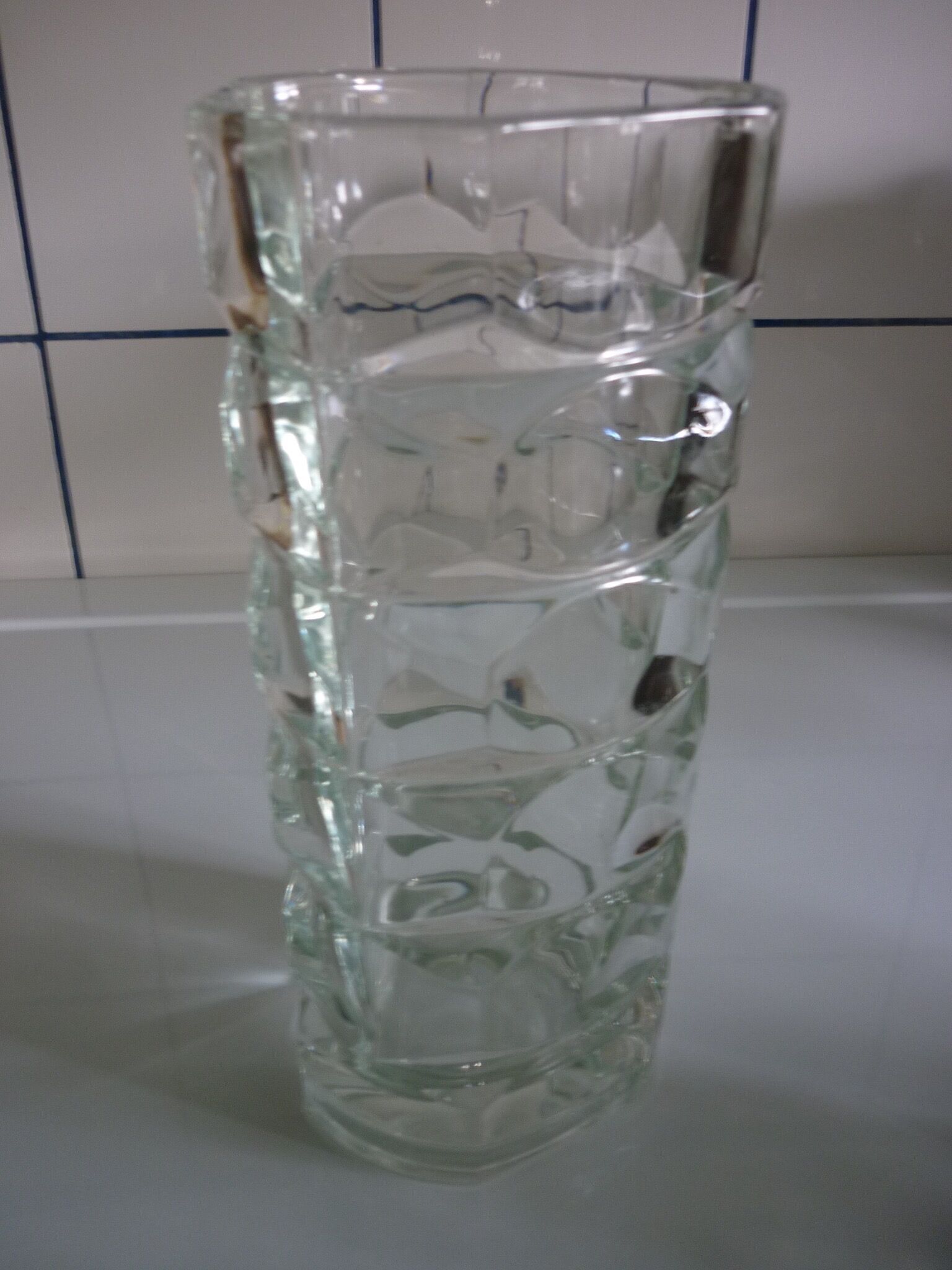 Art-deco triangular high vase