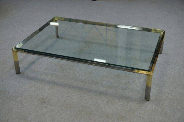 Glass and chrome metal coffee table by Philippe Parent France 1970's