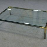 Glass and chrome metal coffee table by Philippe Parent France 1970's