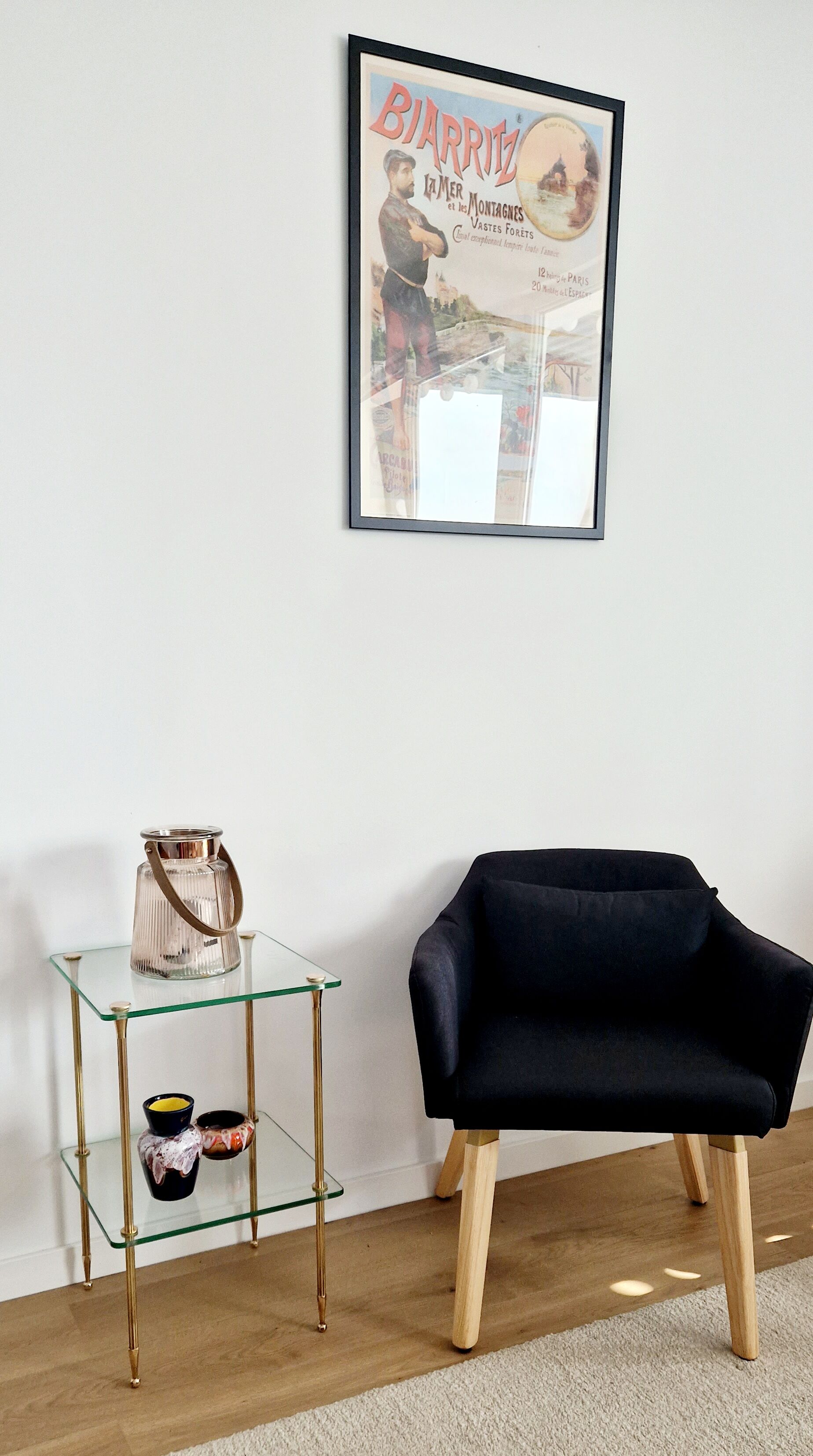 Glass and brass side table 70s