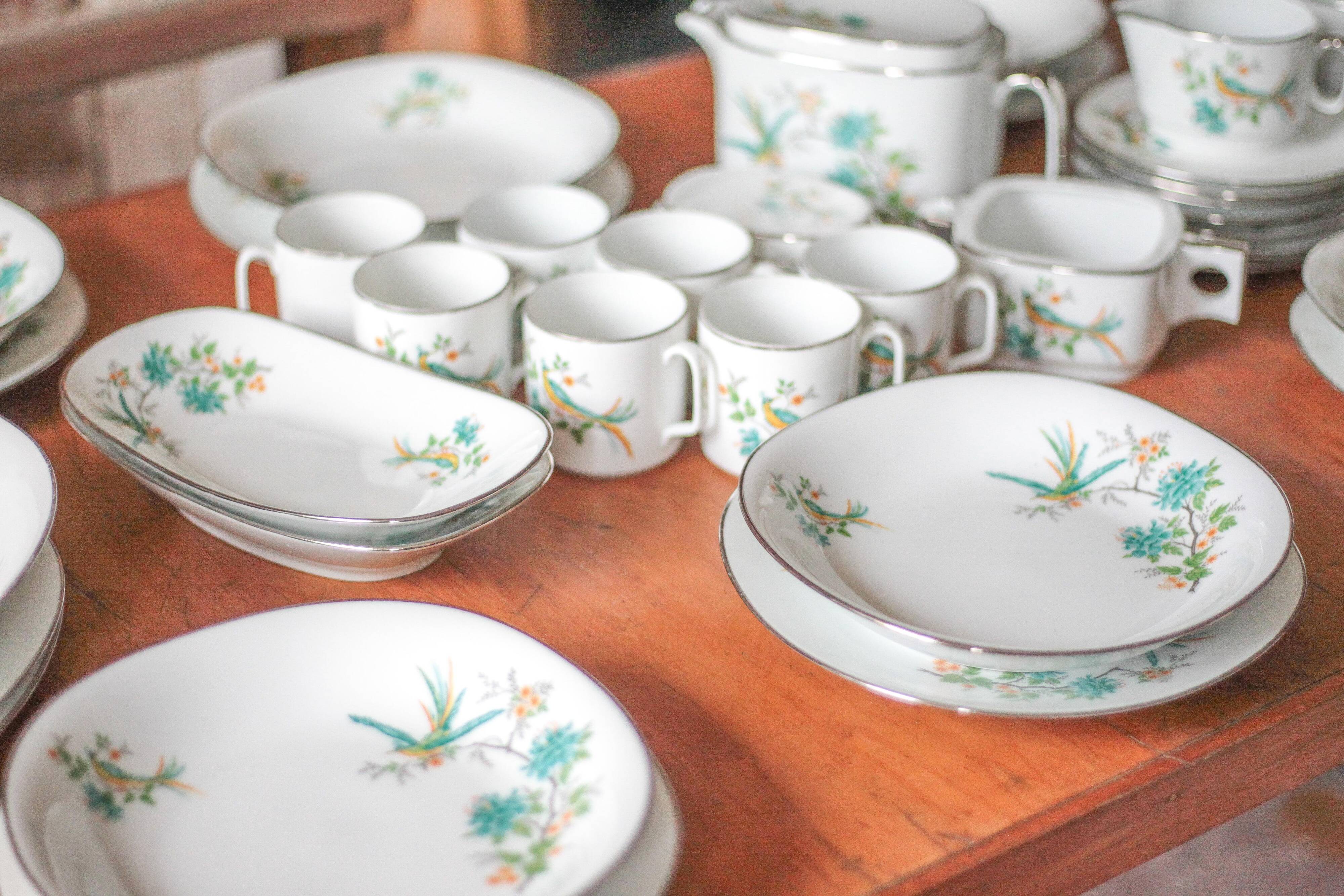 Limoges porcelain table service J.R.S Paradise bird, decor