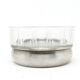 Mid-century modern sugar bowl, glass, silver-plated brass, Poland, 1960s