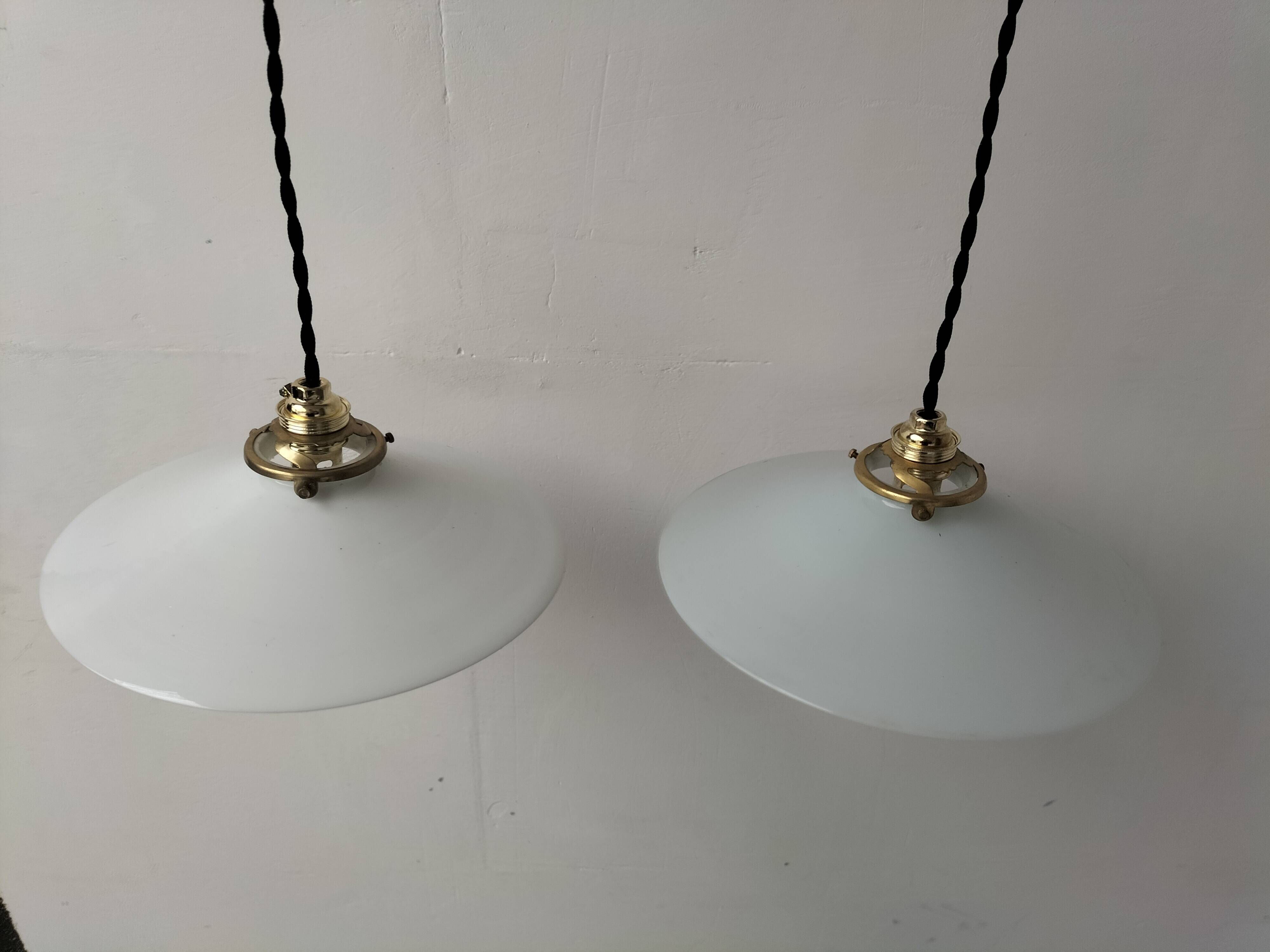 2 opaline pendant lights