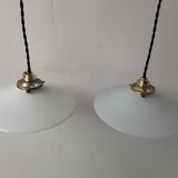 2 opaline pendant lights