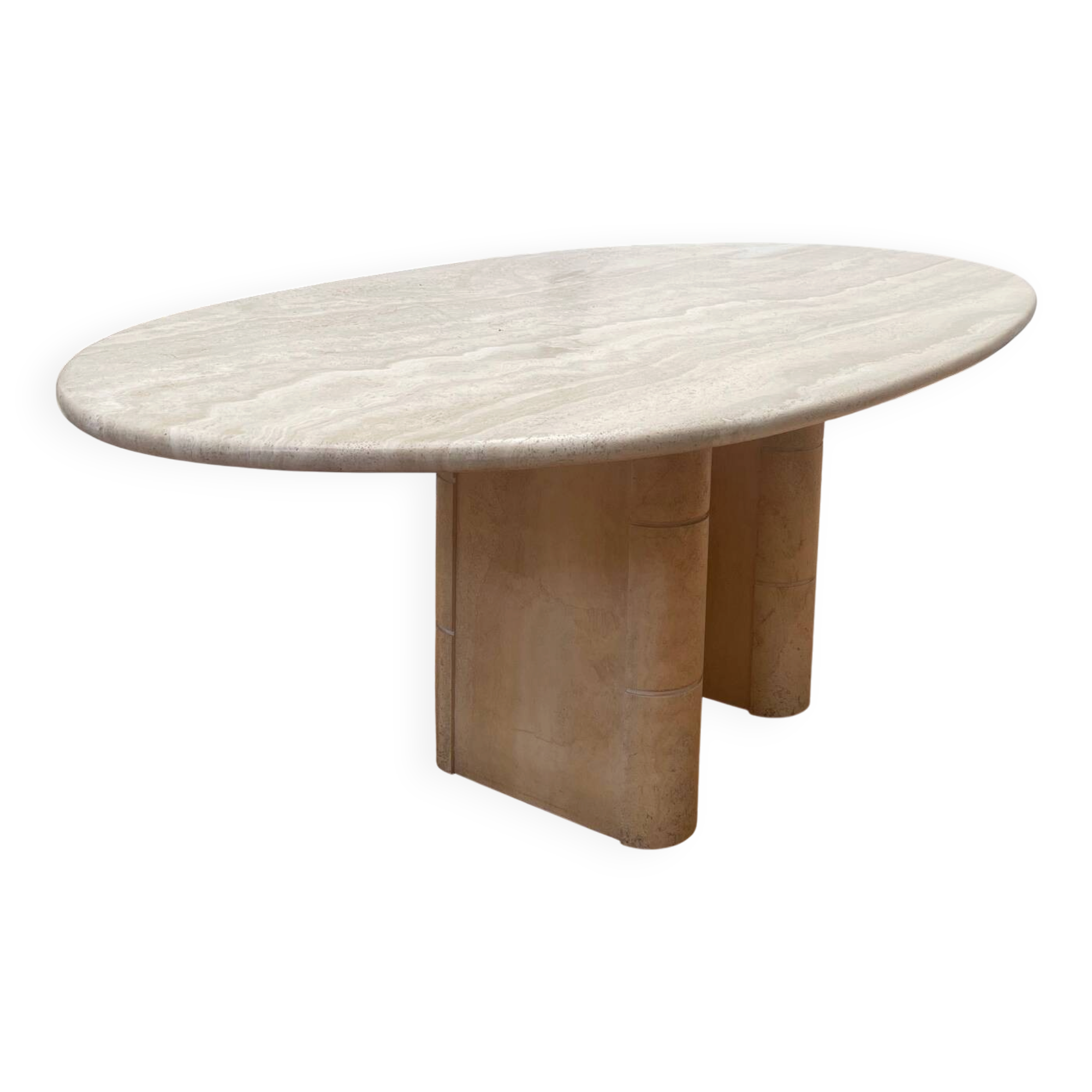 Vintage travertine table, Roche Bobois, France 1970