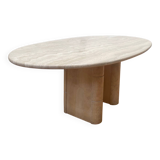 Vintage travertine table, Roche Bobois, France 1970