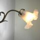 Swan neck wall light in gilded brass and glass