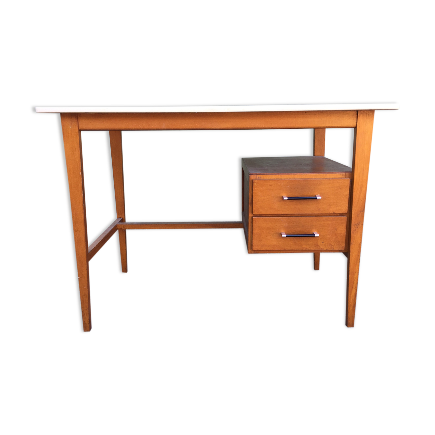 Vintage desk with 2 drawers in beech and cp with the Formica top