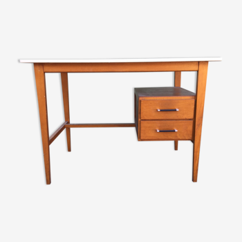 Vintage desk with 2 drawers in beech and cp with the Formica top