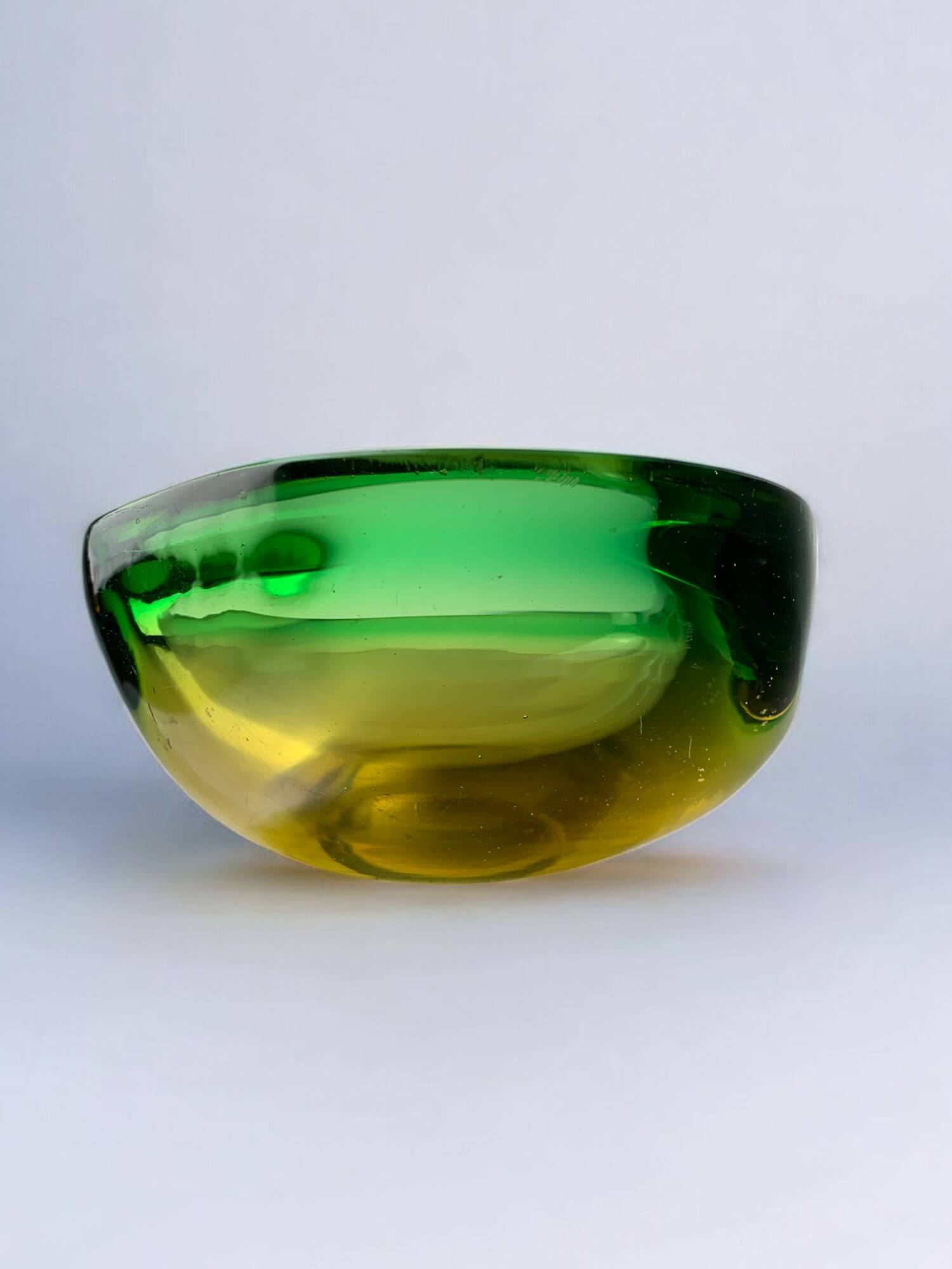 Green and yellow Sommerso empty pocket by Seguso, Murano glass, Italy, 1970