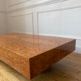 Coffee table in elm magnifying glass Rochebobois vintage