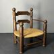 Brutalist French low rush oak side armchair by Charles Dudouyt ca 1940s