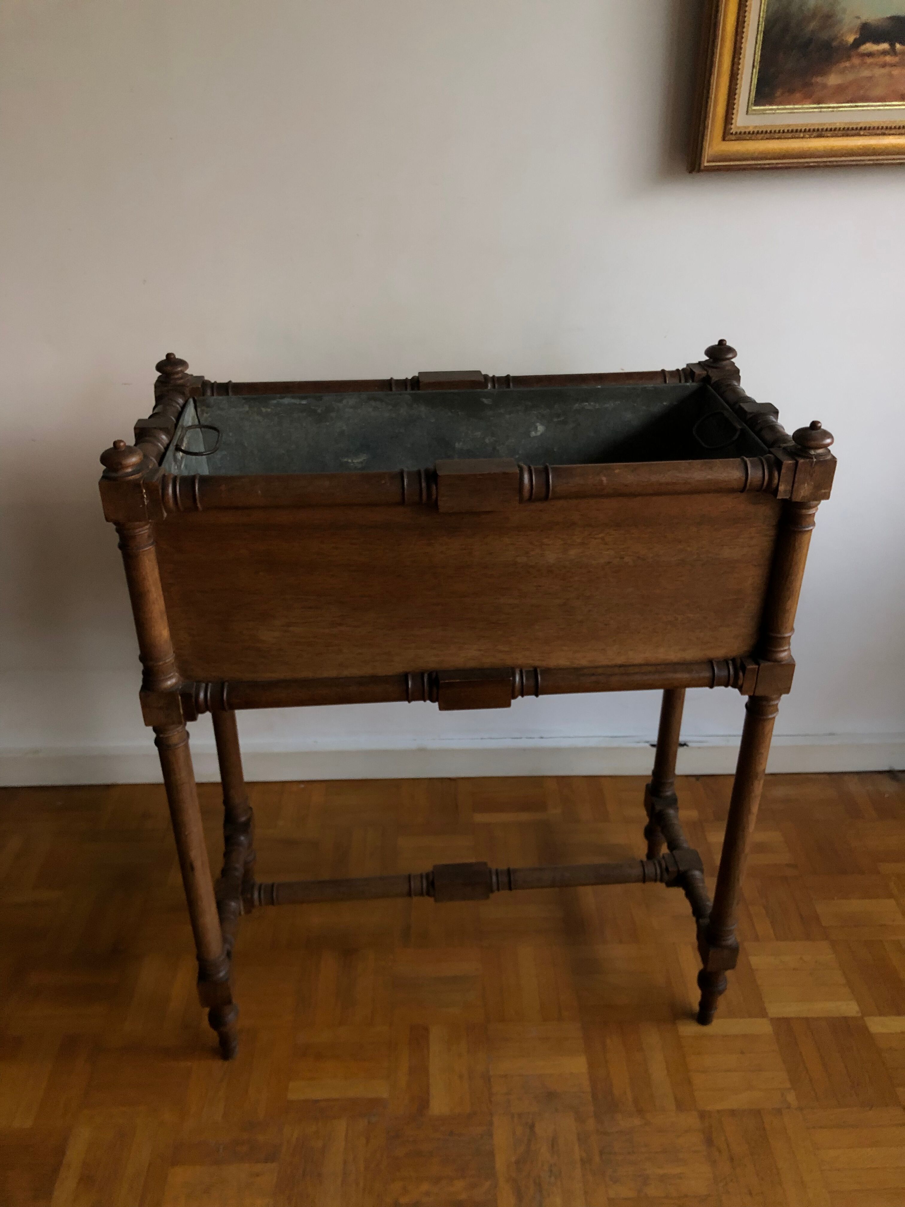 Old planter with painted earthenware