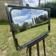 Vintage rectangular wall mirror in tubular metal and brass, 1970s/1980s.