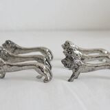 6 vintage lion silver metal knife rests