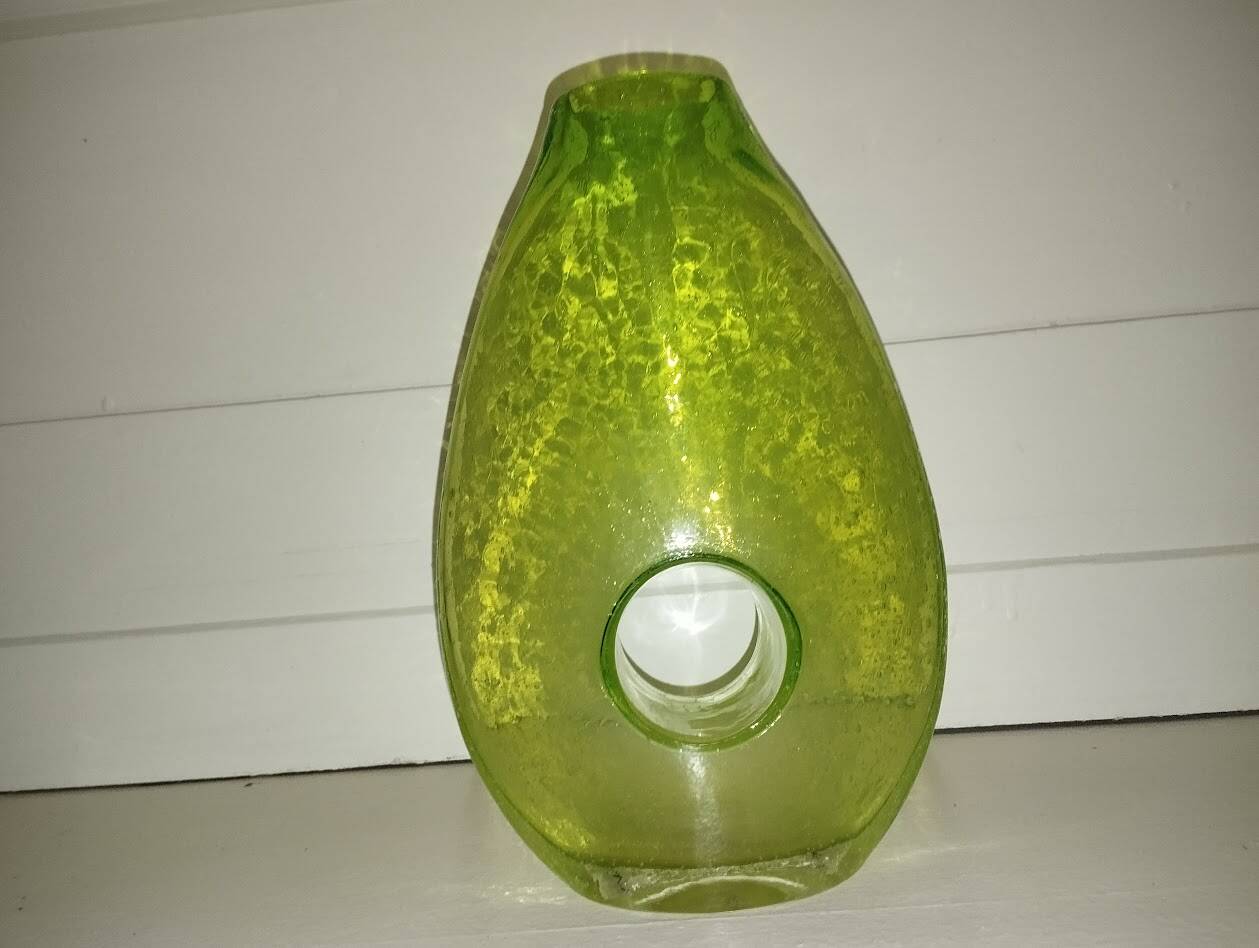 Chartreuse green blown glass vase – vintage handcrafted piece