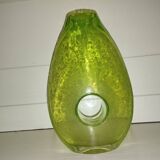 Chartreuse green blown glass vase – vintage handcrafted piece