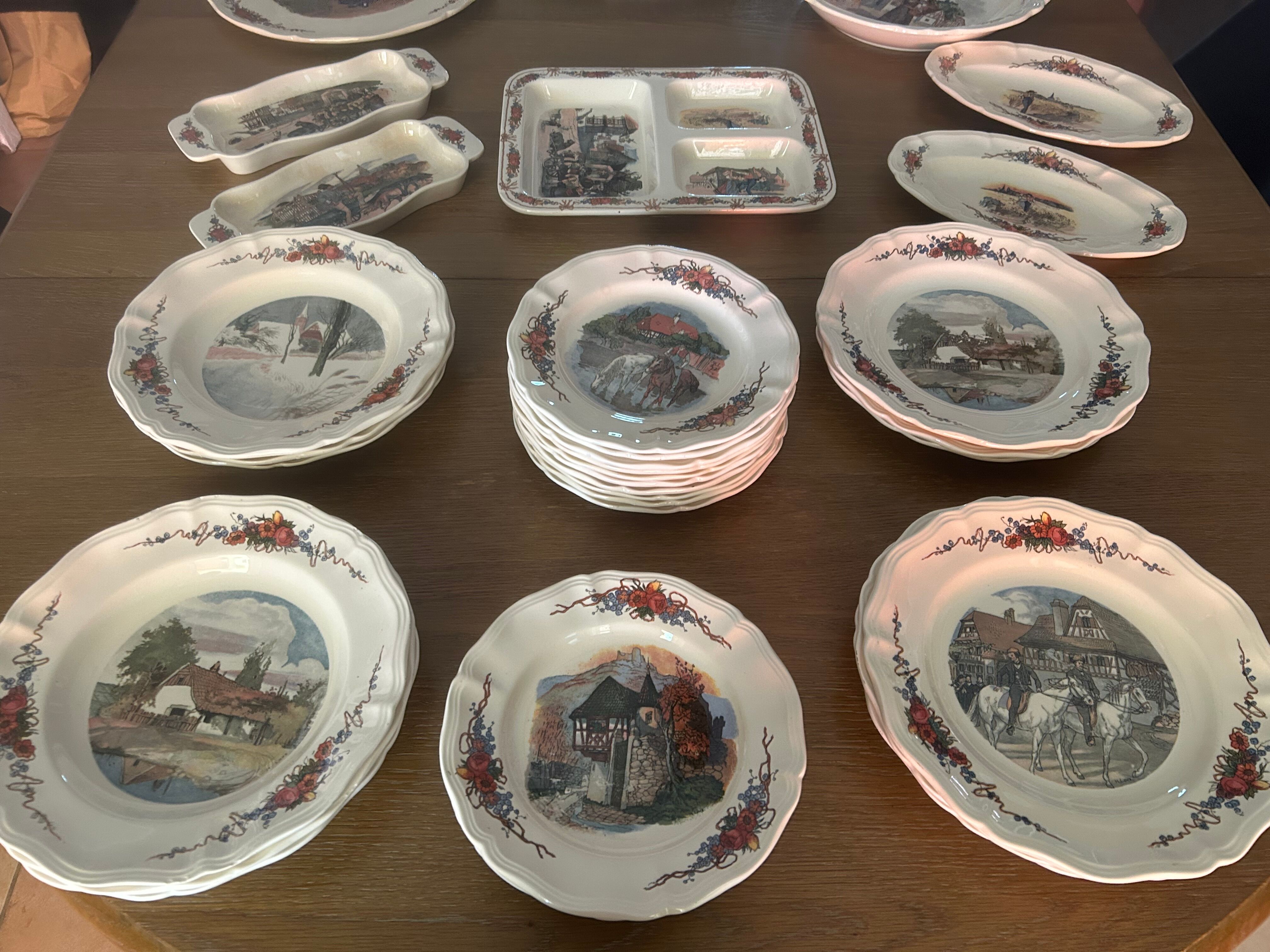 Dish set Sarreguemines Henri Loux