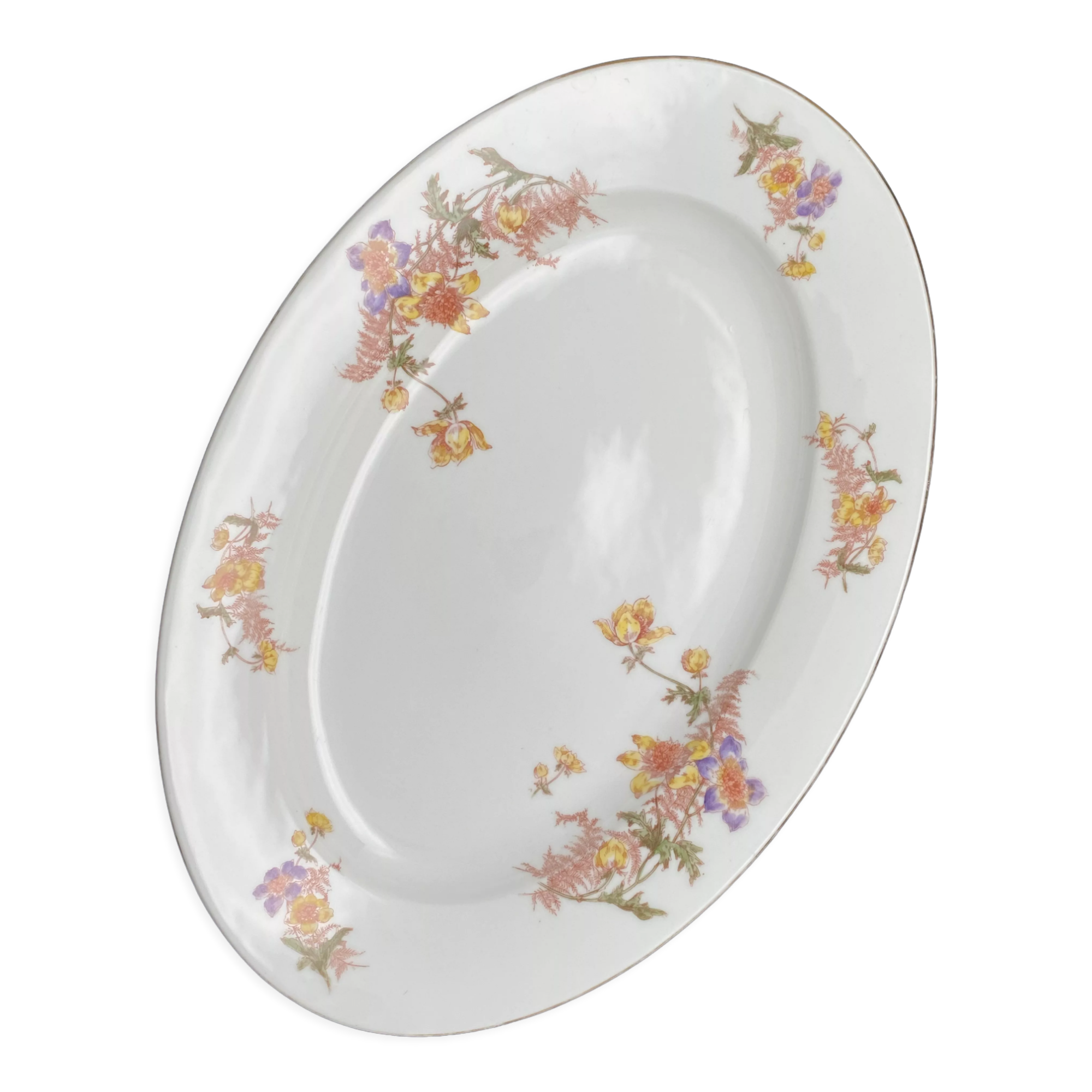 Dish Limoges patterns small yellow and purple flowers