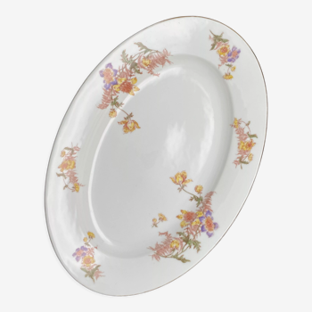 Plat Limoges motifs petites fleurs jaunes et violettes